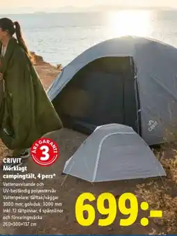Lidl CRIVIT Mörklagt campingtält, 4 pers erbjuda