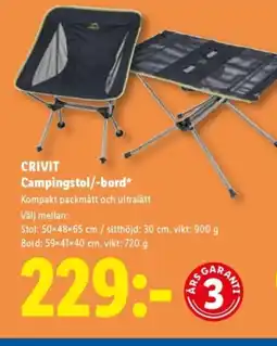 Lidl CRIVIT Campingstol/-bord erbjuda