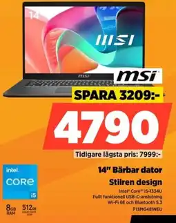 Power Msi 14" bärbar dator stilren design erbjuda