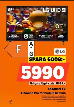 Power Lg 4k smart tv al sound pro för bioljud hemma erbjuda