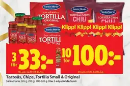 ICA Kvantum SANTA MARIA Tacosås, chips, tortilla small & original erbjuda
