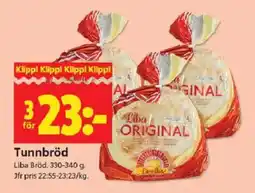 ICA Kvantum LIBA Tunnbröd erbjuda