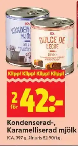 ICA Kvantum ICA Kondenserad-, Karamelliserad mjölk erbjuda