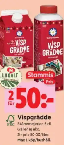 ICA Kvantum SKÅNEMEJERIER Vispgrädde erbjuda