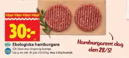ICA Kvantum Ekologiska hamburgare erbjuda