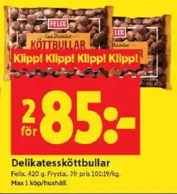 ICA Kvantum FELIX Delikatessköttbullar erbjuda