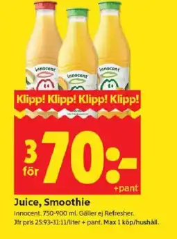ICA Kvantum INNOCENT Juice, smoothie erbjuda