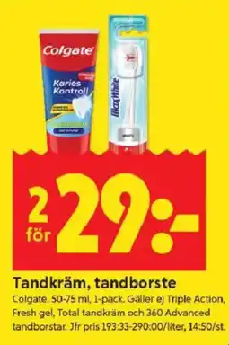ICA Kvantum COLGATE Tandkräm, tandborste erbjuda