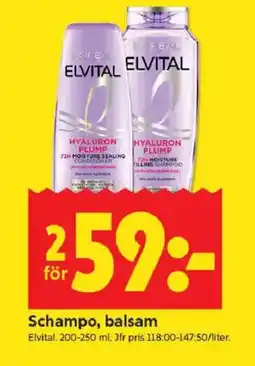 ICA Kvantum ELVITAL Schampo, balsam erbjuda
