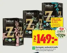 ICA Kvantum ZOEGAS Ekologiskt, koffeinfritt kaffe erbjuda