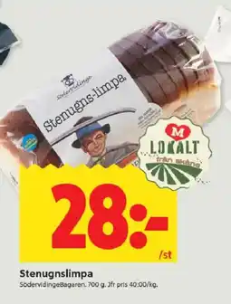 ICA Kvantum SÖDERVIDINGEBAGAREN Stenugnslimpa erbjuda