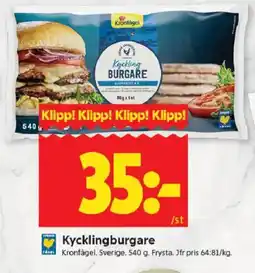 ICA Kvantum KRONFȦGEL Kycklingburgare erbjuda