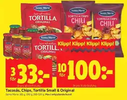 ICA Kvantum SANTA MARIA Tacosås, chips, tortilla small & original erbjuda