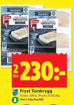 ICA Kvantum FINDUS Fryst torskrygg erbjuda