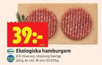 ICA Kvantum Ekologiska hamburgare erbjuda