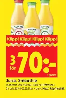 ICA Kvantum INNOCENT Juice, smoothie erbjuda