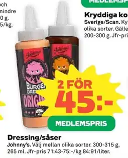 Coop JOHNNY'S Dressing/såser erbjuda
