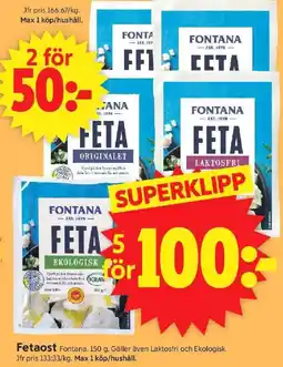 ICA Supermarket FONTANA Fetaost erbjuda