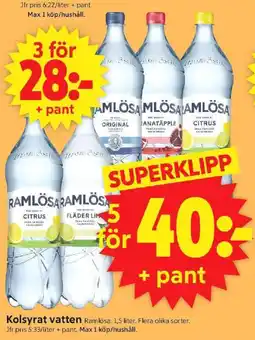 ICA Supermarket RAMLÖSA Kolsyrat vatten erbjuda