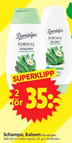 ICA Supermarket BARNÄNGEN Schampo, balsam erbjuda