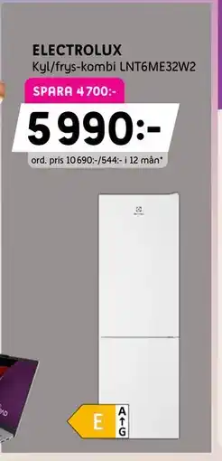 Elon ELECTROLUX Kyl/frys-kombi LNT6ME32W2, Medlemspris erbjuda
