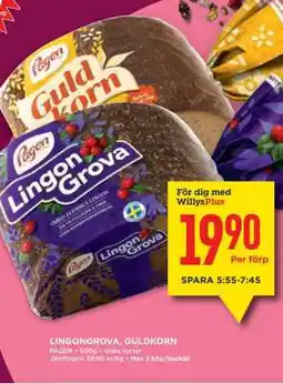 Willys Lingongrova, Guldkorn erbjuda