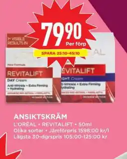Willys ANSIKTSKRÄM L’ORÉAL REVITALIFT erbjuda