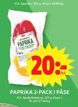 ICA Supermarket Paprika 2-pack i påse erbjuda