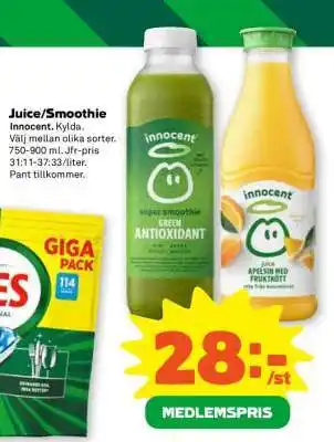 Stora Coop Juice, Smoothie erbjuda