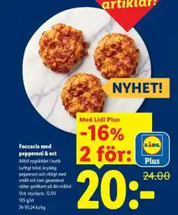 Lidl Focaccia med pepperoni & ost erbjuda