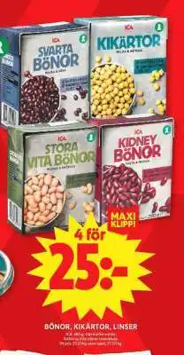 ICA Supermarket Bönor/Kikärtor/Linser erbjuda