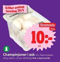 ICA Supermarket CHAMPINJONER I ASK erbjuda