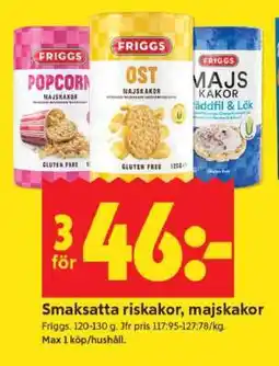 ICA Supermarket Smaksatta riskakor, majskakor erbjuda