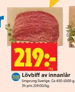 ICA Supermarket Lövbiff av innanlår erbjuda