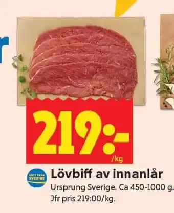 ICA Supermarket Lövbiff av innanlår erbjuda