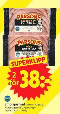 ICA Supermarket PÄRSONS Smörgåsmat erbjuda
