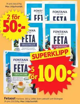 ICA Supermarket FONTANA Fetaost erbjuda