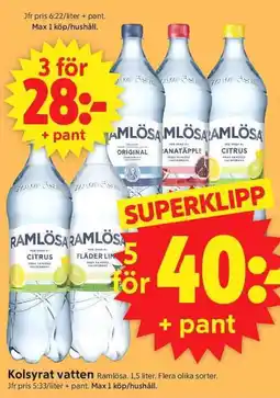 ICA Supermarket RAMLÖSA Kolsyrat vatten erbjuda