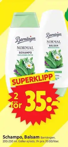 ICA Supermarket BARNÄNGEN Schampo, balsam erbjuda