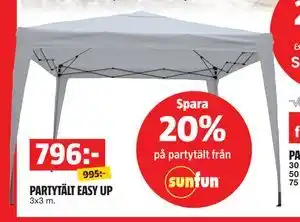 Spara 20% på partytält från sunfun
