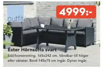 Ester Hörnsoffa svart