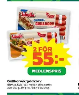 Stora Coop Grillkorv/kryddkorv, Medlemspris erbjuda