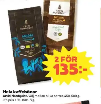 Arvid Nordquist Hela kaffebönor