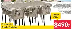 Rusta Bord Florens 184-242 cm + 6 stolar Amalfi erbjuda