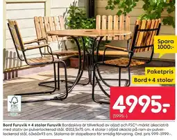 Rusta Bord Furuvik + 4 stolar Furuvik erbjuda