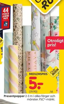Rusta Presentpapper erbjuda