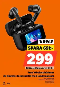 Power Senz true wireless hörlurar 25 timmars total speltid med laddningsskal erbjuda