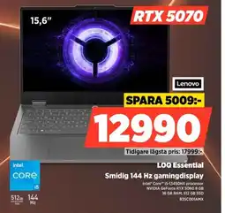 Power Lenovo LOQ Essential Smidig 144 Hz gamingdisplay erbjuda