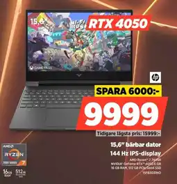 Power Hp 15,6" bärbar dator 144 hz ips-display erbjuda