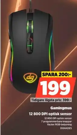 Power Gamingmus 12 800 DPI optisk sensor erbjuda